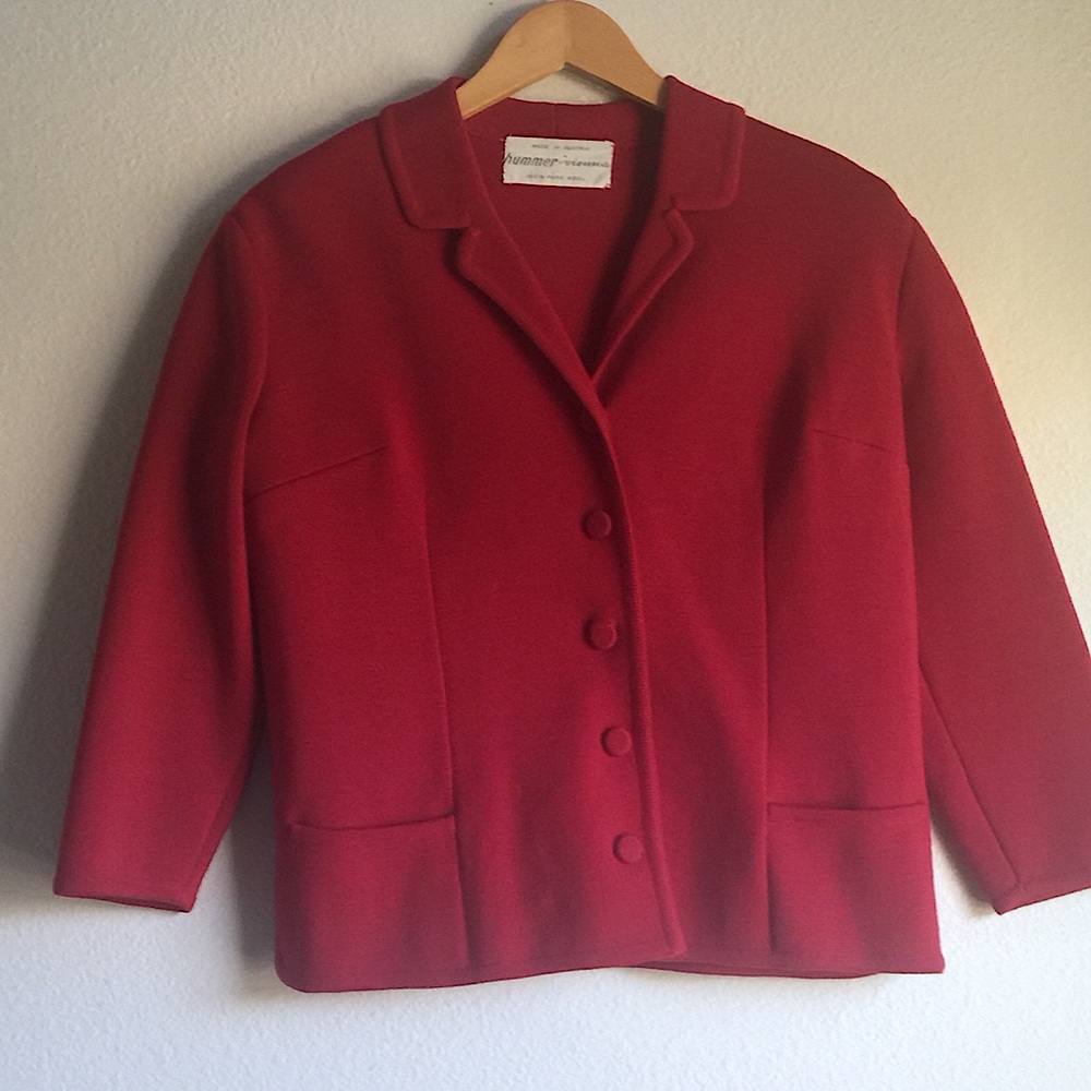 HUMMER VIENNA VINTAGE RED JACKET 100% PURE WOOL